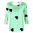 thumbnail image 4 of SDNall Mode Femmes T-shirt Imprimé Mi-Longueur Manches 3/4 Blouse Col Rond Hauts Décontractés, 4 of 9