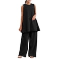 thumbnail image 2 of Naotn Pajama Sets for Women Summer 2 Piece Pjs Set Crewneck Rufle Hem Tunic Tank Top & Pant Comfy Solid Color Lounge Outfits, 2 of 6