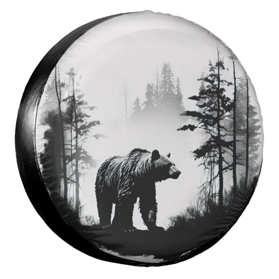 KAKALAD Woods Forests Bear 07 Spare Tire Cover Universal Vehicle Accessories Buckle Car Tools 14”in