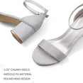 thumbnail image 6 of Pennysue Women's Chunky Low Heels Sandals Silver Glitter Ankle Strap Wedding Shoes 9M, 6 of 7