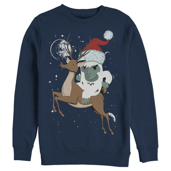 Men's Lost Gods Santa Yeti Sweatshirt Navy Blue X Large