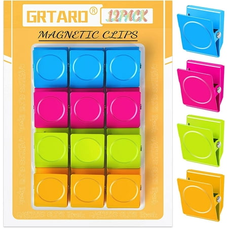 

12 Pack Magnetic Clips Heavy Duty Refrigerator Magnets Clip Fridge Magnet Clips Strong Fridge Magnets Clips Magnets for Fridge Whiteboard