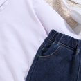 thumbnail image 7 of Little Outfits For Boys Children Minimalist Letter Long Sleeved Hooded Sweatshirt Denim Pants Comfortable And Loose Casual Two Piece Going Out Sets Size 7-8T, 7 of 7