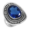 thumbnail image 1 of 925 Sterling Silver Ring For Women - Teens Blue Sapphire Simulated Gemstone Silver Ring September Birthstone Hand Made Silver Ring Size 6 Anniversary - Gift For Ladies 925 Silver Gemstone Jewelry, 1 of 5