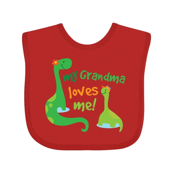 Inktastic Grandma Loves Me Grandchild Dinosaur Boys Baby Bib