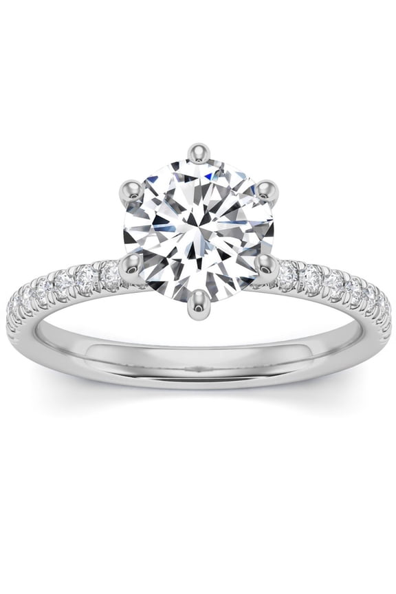 14K White Gold Plated Solitaire Ring - 1.9 Ct Round Cut Diamond Rings - Simple Causal Daily Wear Ring for Gift - Sterling Silver Stackable Rings for Women's - Party Wear Diamond Ring