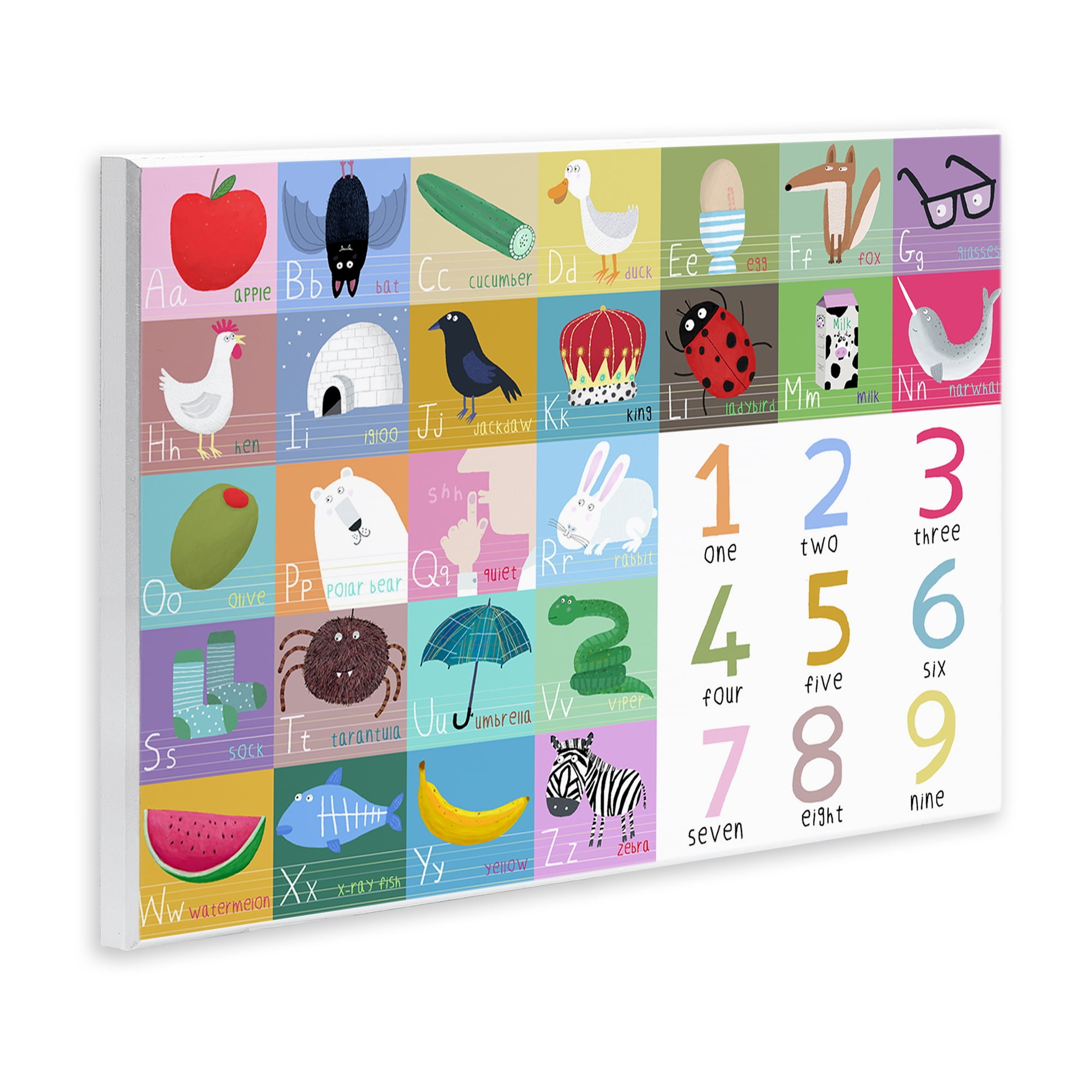Stupell Industries Alphabet & Numbers First Words Wall Plaque Art, design by Carla Daly