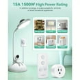 thumbnail image 3 of Remote Control Outlet, Wireless Remote Light Switch, Remote Outlet with Timer, 500ft Range Timer Outlet Plug, 15A/1500W Remote Plug in On/Off Switch, for Lamps, Fans, Appliances, 3 of 8
