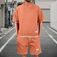thumbnail image 2 of RPVATI 2 Piece Set for Men Waffle Knit Oversize Shirts and Drawstring Shorts Set Summer Casual Hiking Athletic Jogging Tracksuit Outfits Saffron 3XL, 2 of 6