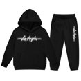thumbnail image 5 of RUTAYY Boys 2 Piece Set City Graphic Long Sleeve Pullover Hoodie Jogger Pants Cozy Hooded Tracksuit Casual Everyday Wear, Black, 5 of 6