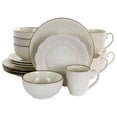 thumbnail image 1 of Elama Contessa 16 Piece Embossed Scalloped Stoneware Dinnerware Set in Ivory, 1 of 5
