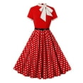thumbnail image 1 of Vestido de Manga Corta para las Mujeres, Cuello de Tripulación Casual Empalme Vestido de Ocio de Color Sólido con Longitud Normal para el Uso Diario de Verano, Faldas Cortas para las Mujeres, 1 of 4