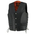 thumbnail image 4 of Milwaukee Leather ML1359 Men's Black Premium Leather Side Lace Motorcycle Rider Vest w/ Buffalo Nickel Snaps Closure 38, 4 of 7