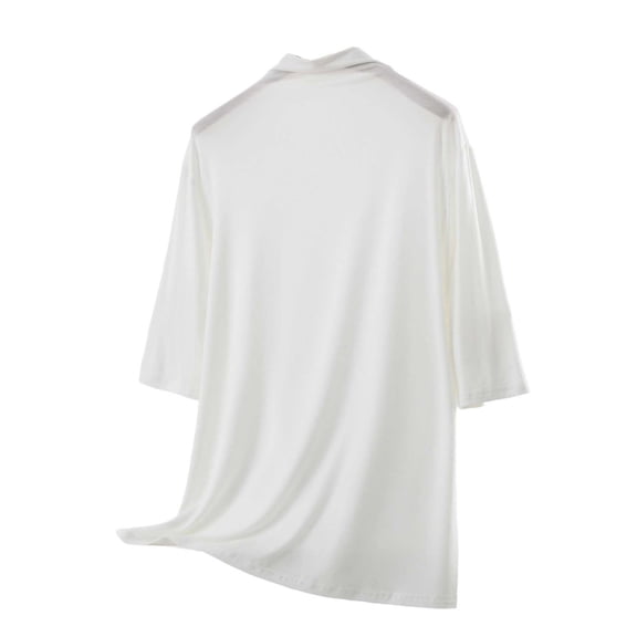 Ohufall Women's Modal Pajamas Half Sleeve High Neck Tops Soft Comfortable Solid Color Lounge Pajama Tops