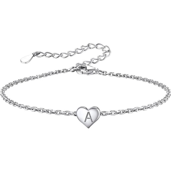 YYKihy Silvora Initial Heart Bracelet Charms Bracelets 925 Sterling Chain Bracelets For Women Teen Girls Letter A Z