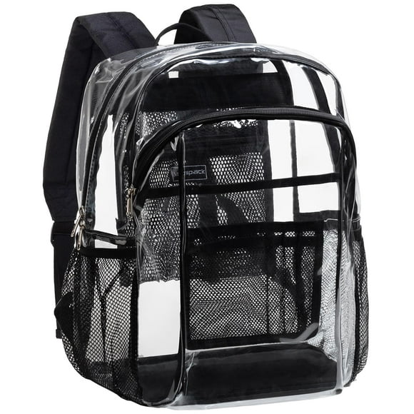 Mochila Vorspack, transparente y resistente, negra, para la universidad y el lugar de trabajo