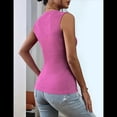thumbnail image 4 of Top Informal de Verano con Cuello Redondo, de Punto Acanalado, Ajustado, Básico, Texturizado, Sin Mangas, Color Rojo Rosa L, 4 of 5
