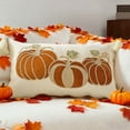 thumbnail image 5 of Autumn Pumpkin Embroidery Flock Pillow Cover – 11.8"x19.7" Hidden Zipper Cushion Case for Sofa & Holiday Decor, 5 of 6