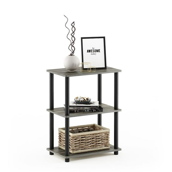 Furinno Turn-N-Tube No Tool 3-Tier Storage Shelf, French Oak/Black