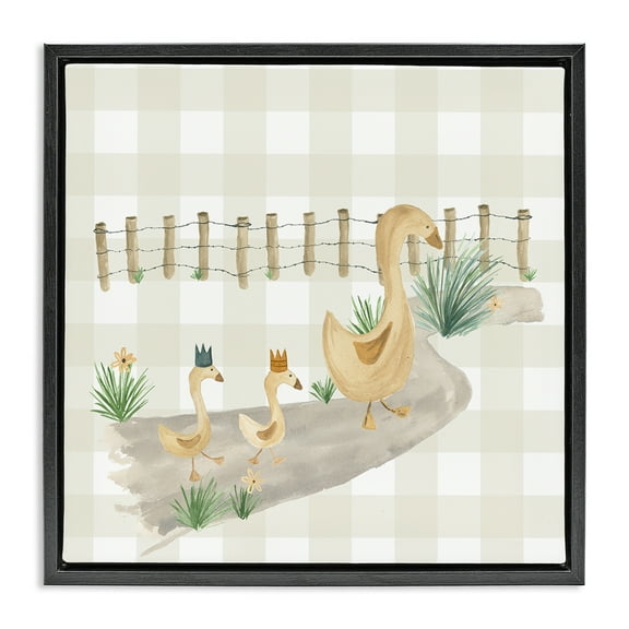 Stupell Industries Duck Family Strolling Animals Painting Black Floater Framed Canvas Art Print Wall Art, 18 x 18