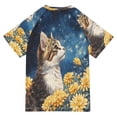 thumbnail image 2 of BZSMCE Summer T-shirt Sunscreen Cat Among Flowers under Stars Pattern Swim Tops, 2 of 6