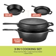 thumbnail image 3 of Modern Innovations 3-in-1 Dutch Oven, Cast Iron Pan (3.2QT) and Cast Iron Skillet (1.6QT) Combo, Cast Iron Pan with Lid, Preseasoned Cast Iron Pots and Pans Set, RV or Lodge Camping Cast Iron Set, 3 of 7