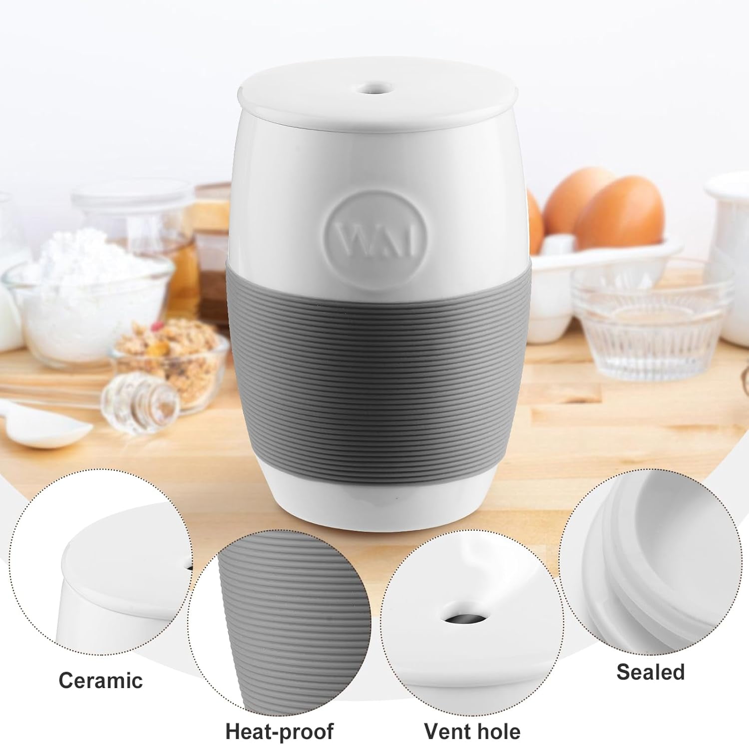 Non-Stick Ceramic Egg Cooker,Quick Scrambled Maker with Silicone Sleeve for Easy Grip and Heat Protection,Microwave Cooker Holds Up to 4 Eggs Mug Cake, Muffin, Omelet