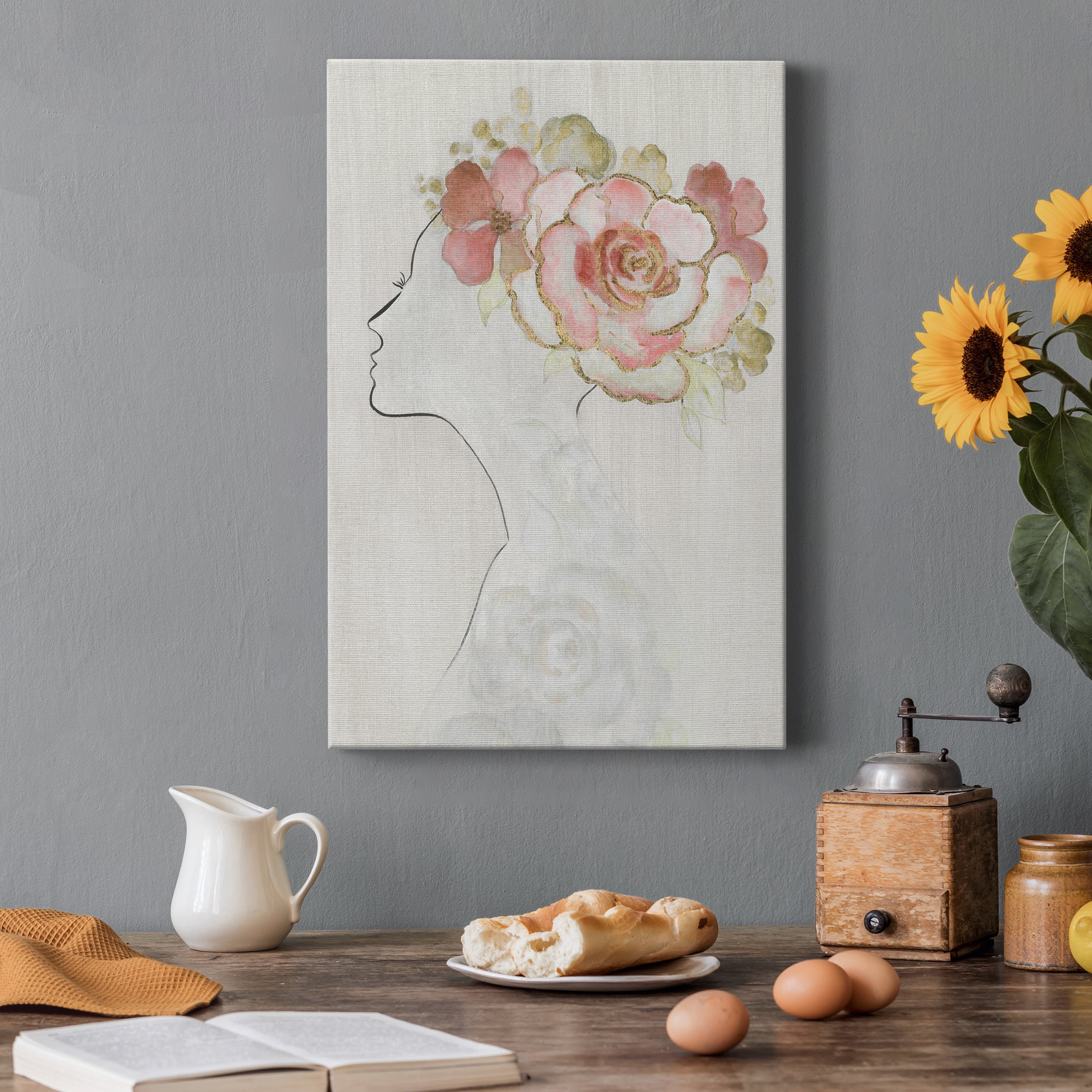 Fashion Floral Silhouette II Premium Gallery Wrapped Canvas - Ready to Hang - 18 x 27