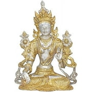 Exotic India Seven Eyed Tibetan Buddhist Goddess White Tara - Brass Statue