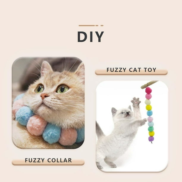 XINQIHANG Qzsgwr Kitten Toys Interactive Cat Toys Cat Toy Balls with Launcher and 80 Pom Poms Balls Cat Toys for Indoor Cats DIY Set Suitable for Training and Playing. Funny Colorful Furry Walmart