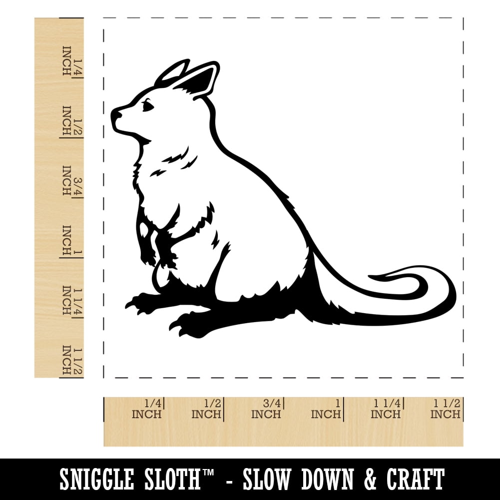 Red-Necked Wallaby from Australia Self-Inking Rubber Stamp Ink Stamper - Blue Ink - Large 1-1/2 Inch