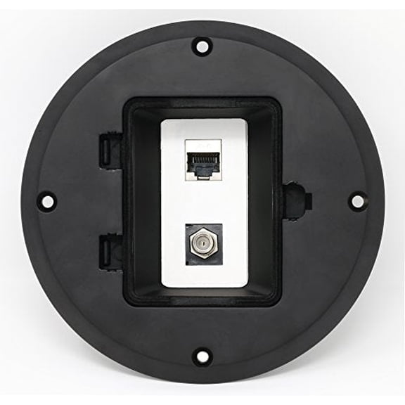 RiteAV Cat6 Shielded Ethernet Coax Cable TV Floor Box - Black