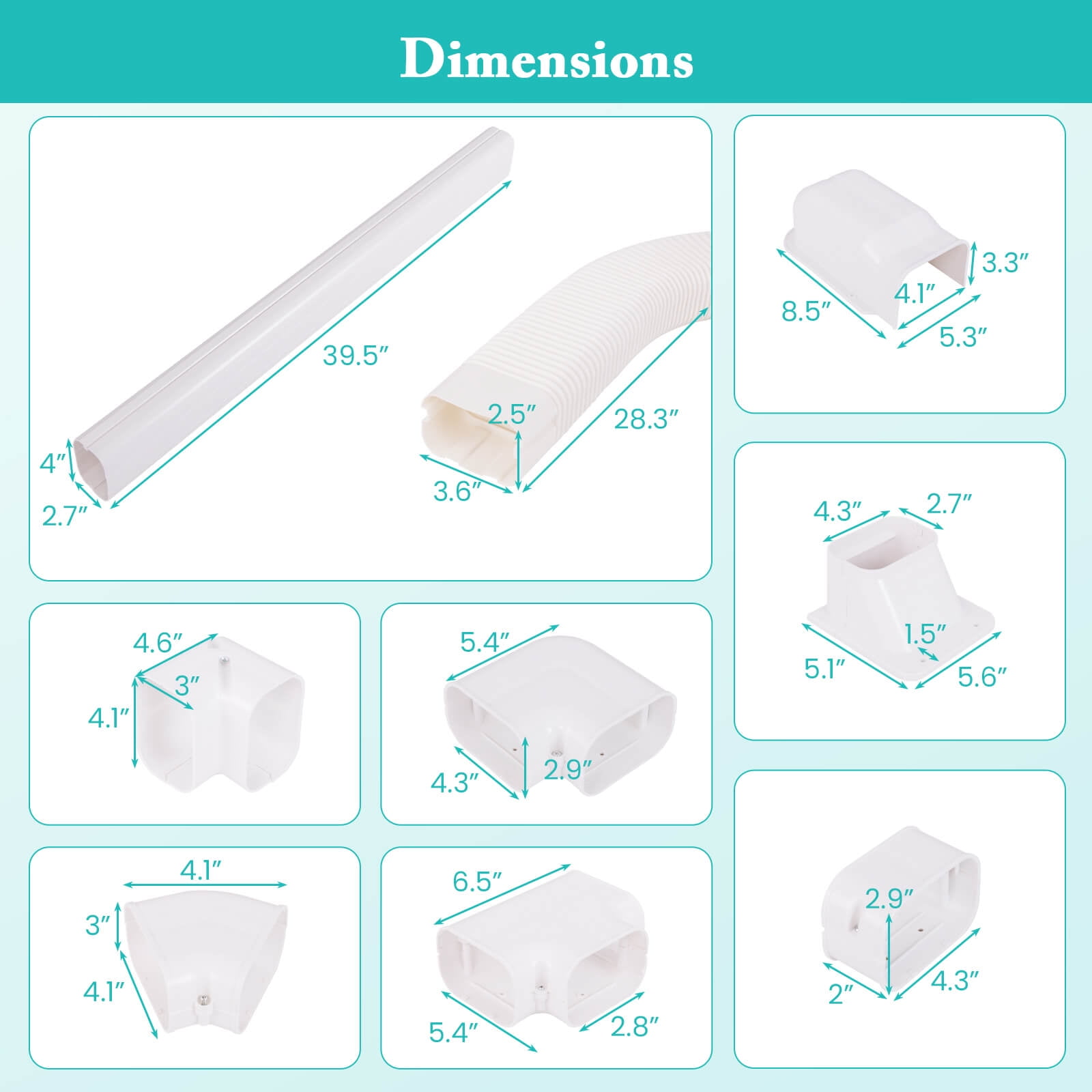Costway 4" PVC Decorative Mini Split Line Set Cover with Flexible Duct & Straight Duct