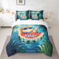 thumbnail image 3 of Manfei Pool Watermelon Cat Full Size Bedding Sets, Hello Summer Full Size Bed in a Bag, Turquoise, Reversible, 7pcs, 3 of 6