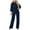 Navy, variant on Mrat Womens Loose 3/4 Sleeve Jumpsuits Wide Leg Pant Romper Jumpsuit Business Casual One-Piece Outfits with Belted S-63 Black L