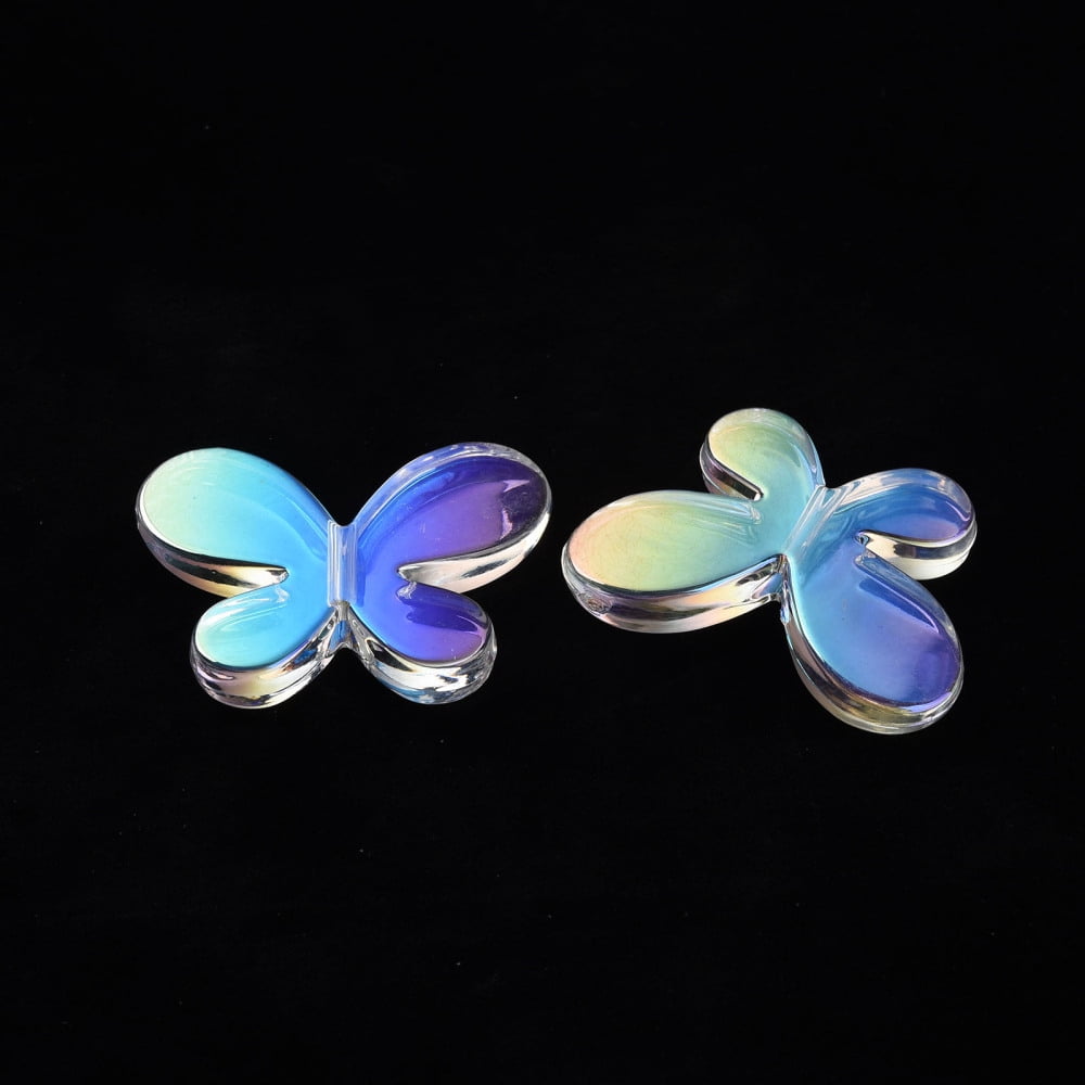 50pcs Transparent Acrylic Beads AB color Butterfly Clear AB 34x44x8mm Hole: 3mm