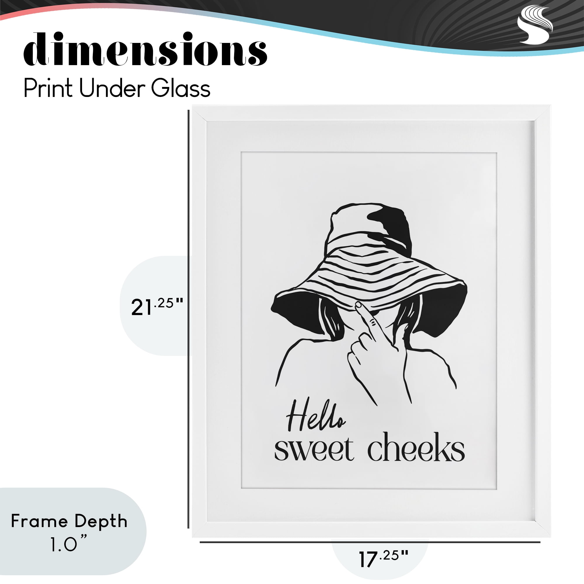 Stupell Industries Sweet Cheeks Bathroom Greeting White Framed Print Under Glass, design by Lettered and Lined
