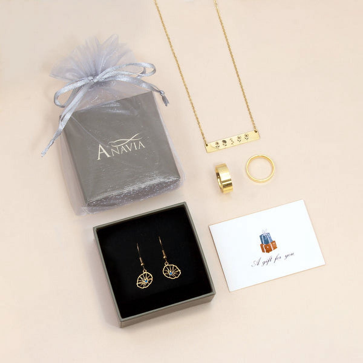 Anavia Personalized Birth Month Flower Dangling Earrings, Floral Earring Jewelry Birthday/Christmas Gifts