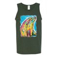 thumbnail image 2 of Wild Bobby Dean Russo Neon Colorfu Dolphin Animal Lover Men Graphic Tank Top, Forest Green, Small, 2 of 5