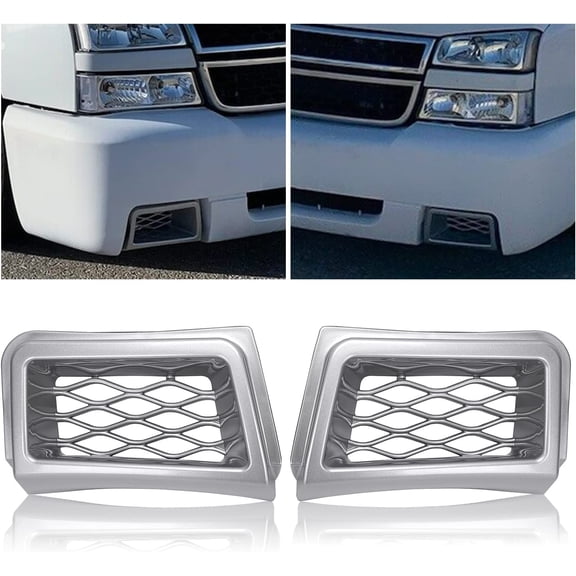 Kojem Pair Silvery Front Bumper Caliper Air Duct Right & Left for 2003-2007 Chevrolet Silverado 1500 Replacement for 89025753 & 89025754 2004 2005 2006