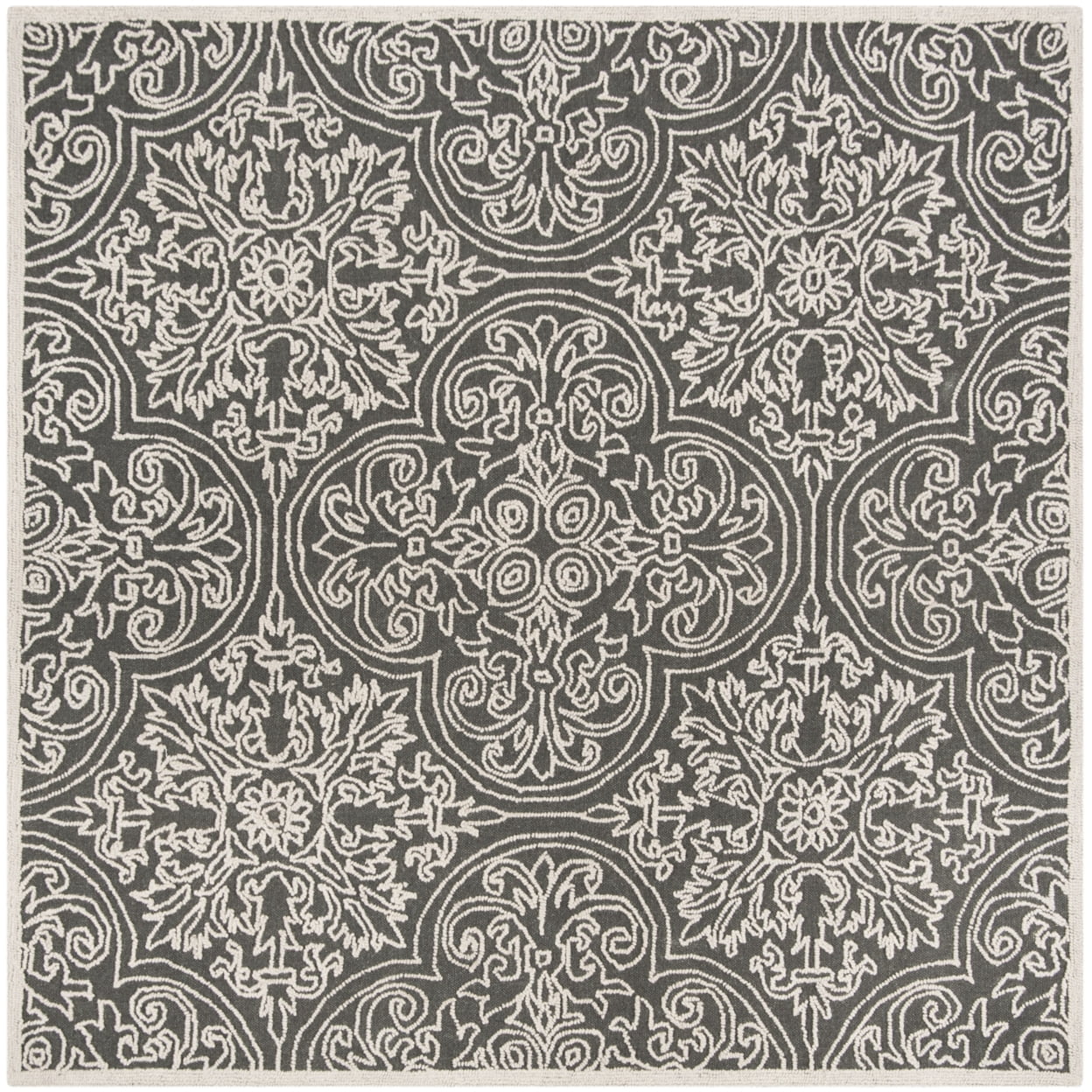 SAFAVIEH Trace Burton Geometric Wool Area Rug, Dark Grey/Light Grey, 8' x 10'