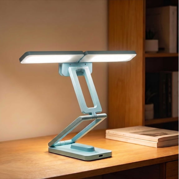 DAYBETTER Foldable Desk Lamp, Rechargeable LED Lamp with Adjustable Duable Heads, 3 Color Temperature & Stepless Dimming, Eye-Caring Portable Light for Reading, Working