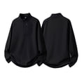thumbnail image 6 of Quarter Zip Pullover Men 1/4 Zip Softshell Golf Jacket Fleece Lined Wind Resistant Loose Sweatshirt Zipper Pockets Spring Fall Big & Tall Size M-4XL Black, 6 of 6