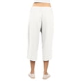 thumbnail image 4 of Wide Leg Cropped Pants for Women Summer High Waist Linen Capri Pants Drawstring Baggy Lightweight Pockets Beach Pant White L, 4 of 8