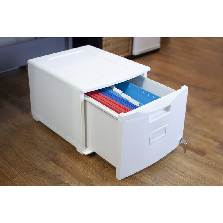 Storex Plastic 14 3 4 W x 18 1 4 D Lateral 1 Drawer File Cabinet White