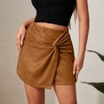thumbnail image 5 of Sentmoon Leather Skirt High Waisted Solid Color Vacation Tennis Skirts Flowy Skirts for Women Beach Day Essentials Streetwear for Spring, Summer, and Holiday Travel Khaki M, 5 of 9