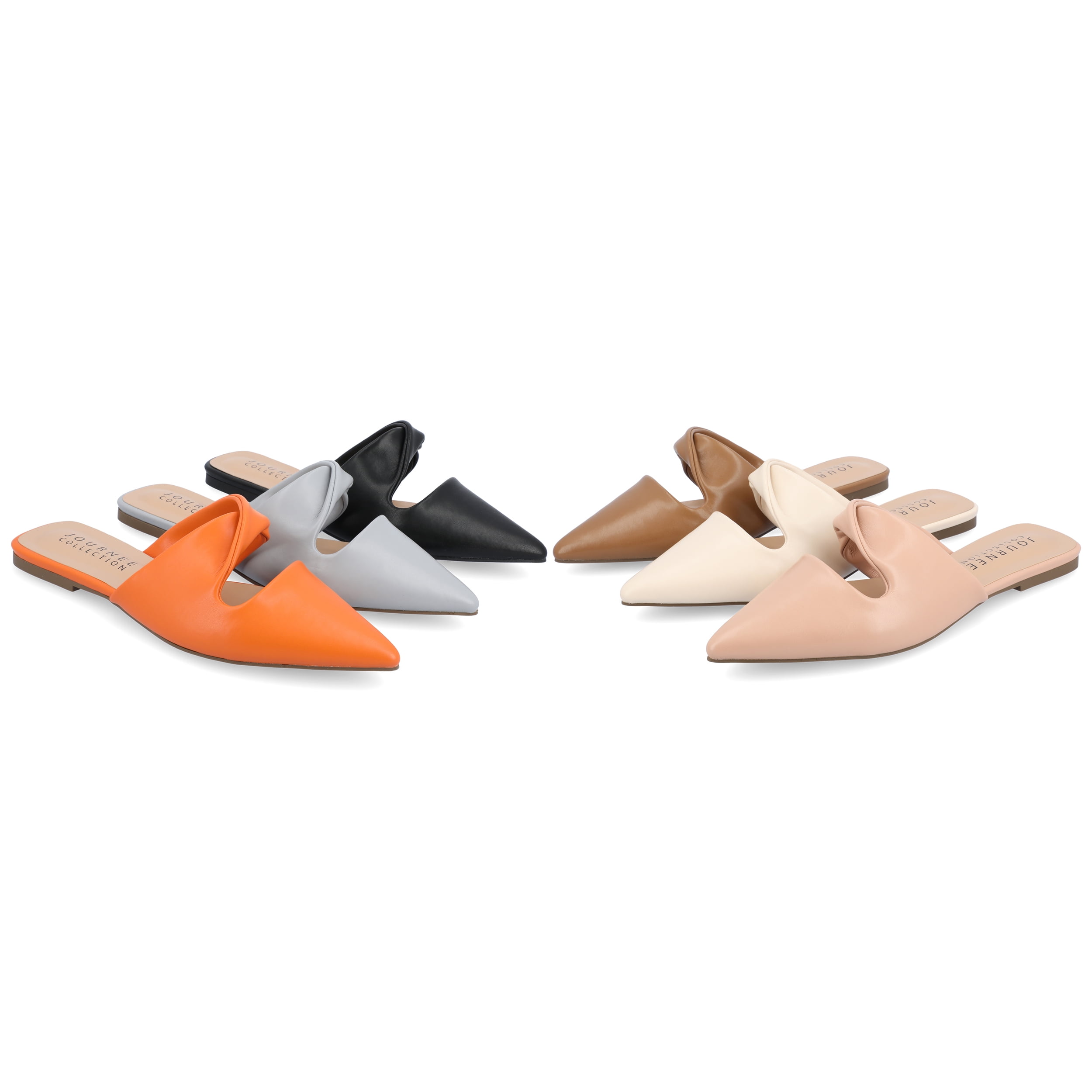 Journee Collection Womens Enniss Open Side Pointed Toe Mule Flats