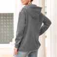 thumbnail image 4 of Sudadera con capucha holgada y cálida de manga larga con retazos, informal, amigable con la piel, manga larga para mujer, gris claro L, 4 of 6