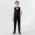 thumbnail image 3 of 5 PCS Boys' Formal Dresswear Suits Set Gentlemen Wedding Ring Bearer Outfits Blazer Dress Shirts Pants Vest Bowtie 2 Years, Black, 3 of 7
