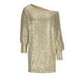 thumbnail image 4 of TMOYZQ Womens Sequin Dress Elegant Rhinestone Bodycon Mini Dress Asymmetrical Neck Off Shoulder Batwing Sleeves Dresses Birthday Party Club Night Outfits, 4 of 7